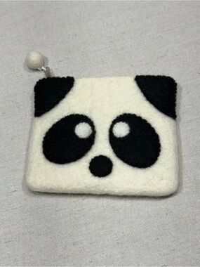 Wool Panda Coin Purse - White and Black - by BNB